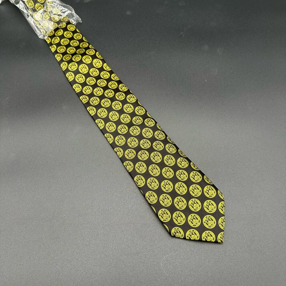 Rivetz of Boston Men's Long Necktie Handmade 100% Silk Black Gold New 30"